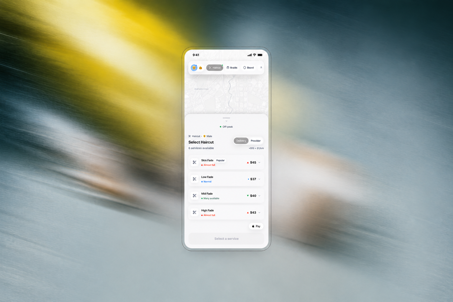 Fresh Up app — pick the service you need